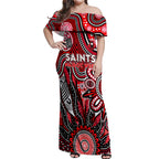 Personalised Saints NAIDOC Week 2024 Off Shoulder Maxi Dress Aussie Aboriginal Art