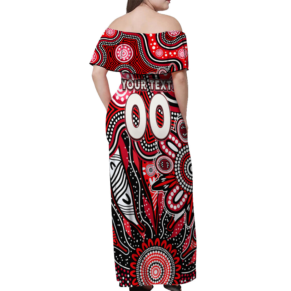 Personalised Saints NAIDOC Week 2024 Off Shoulder Maxi Dress Aussie Aboriginal Art
