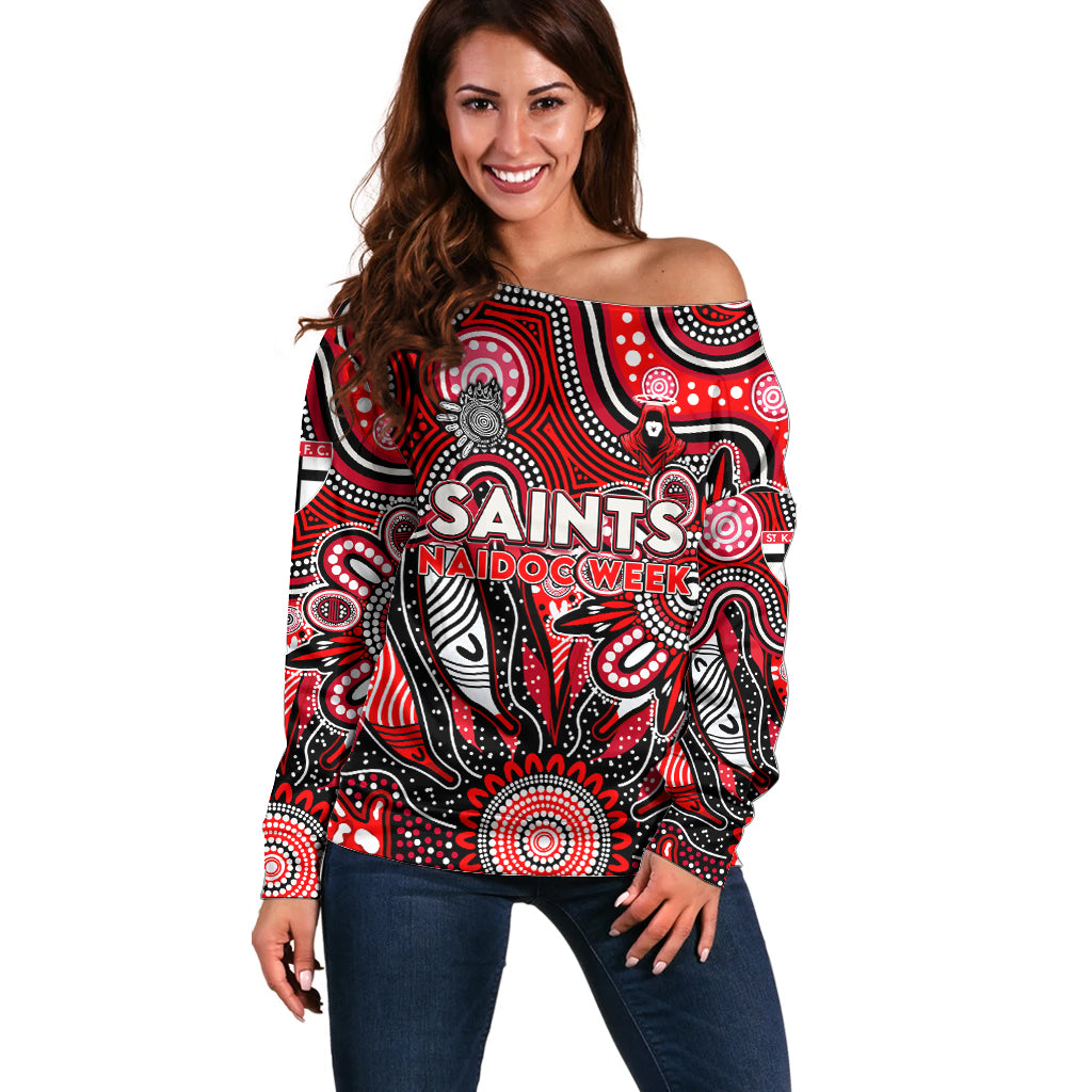 Personalised Saints NAIDOC Week 2024 Off Shoulder Sweater Aussie Aboriginal Art