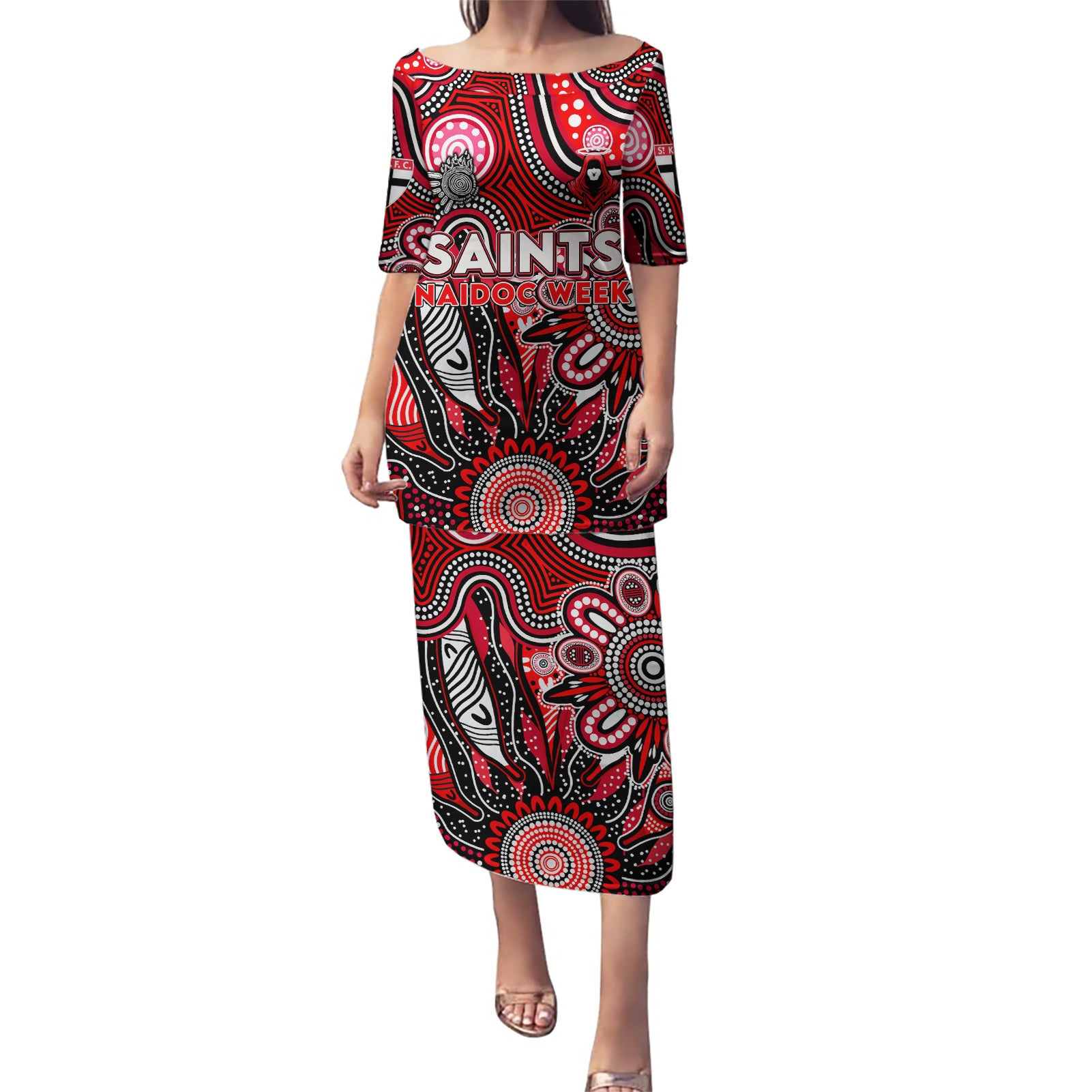 Personalised Saints NAIDOC Week 2024 Puletasi Aussie Aboriginal Art