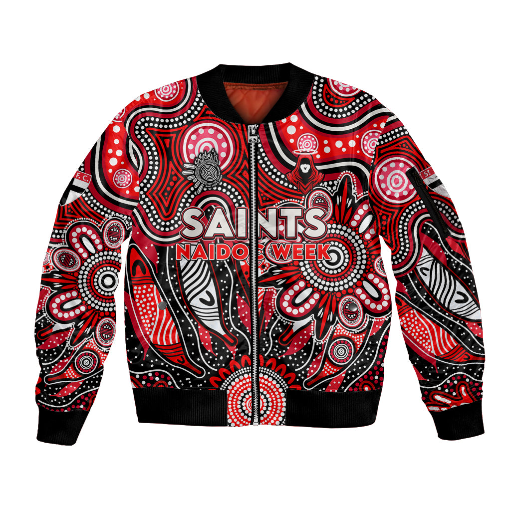 Personalised Saints NAIDOC Week 2024 Sleeve Zip Bomber Jacket Aussie Aboriginal Art