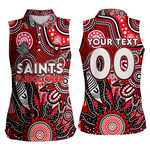 Personalised Saints NAIDOC Week 2024 Women Sleeveless Polo Shirt Aussie Aboriginal Art