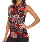 Personalised Saints NAIDOC Week 2024 Women Sleeveless Polo Shirt Aussie Aboriginal Art