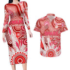 Personalised Swans NAIDOC Week 2024 Couples Matching Long Sleeve Bodycon Dress and Hawaiian Shirt Aussie Aboriginal Art