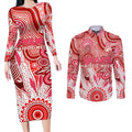 Personalised Swans NAIDOC Week 2024 Couples Matching Long Sleeve Bodycon Dress and Long Sleeve Button Shirt Aussie Aboriginal Art