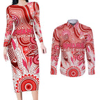 Personalised Swans NAIDOC Week 2024 Couples Matching Long Sleeve Bodycon Dress and Long Sleeve Button Shirt Aussie Aboriginal Art