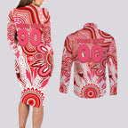 Personalised Swans NAIDOC Week 2024 Couples Matching Long Sleeve Bodycon Dress and Long Sleeve Button Shirt Aussie Aboriginal Art