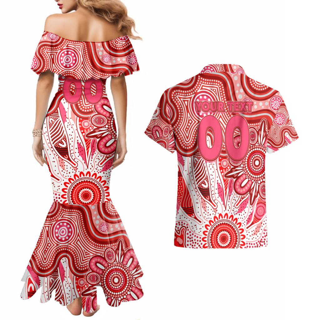 Personalised Swans NAIDOC Week 2024 Couples Matching Mermaid Dress and Hawaiian Shirt Aussie Aboriginal Art