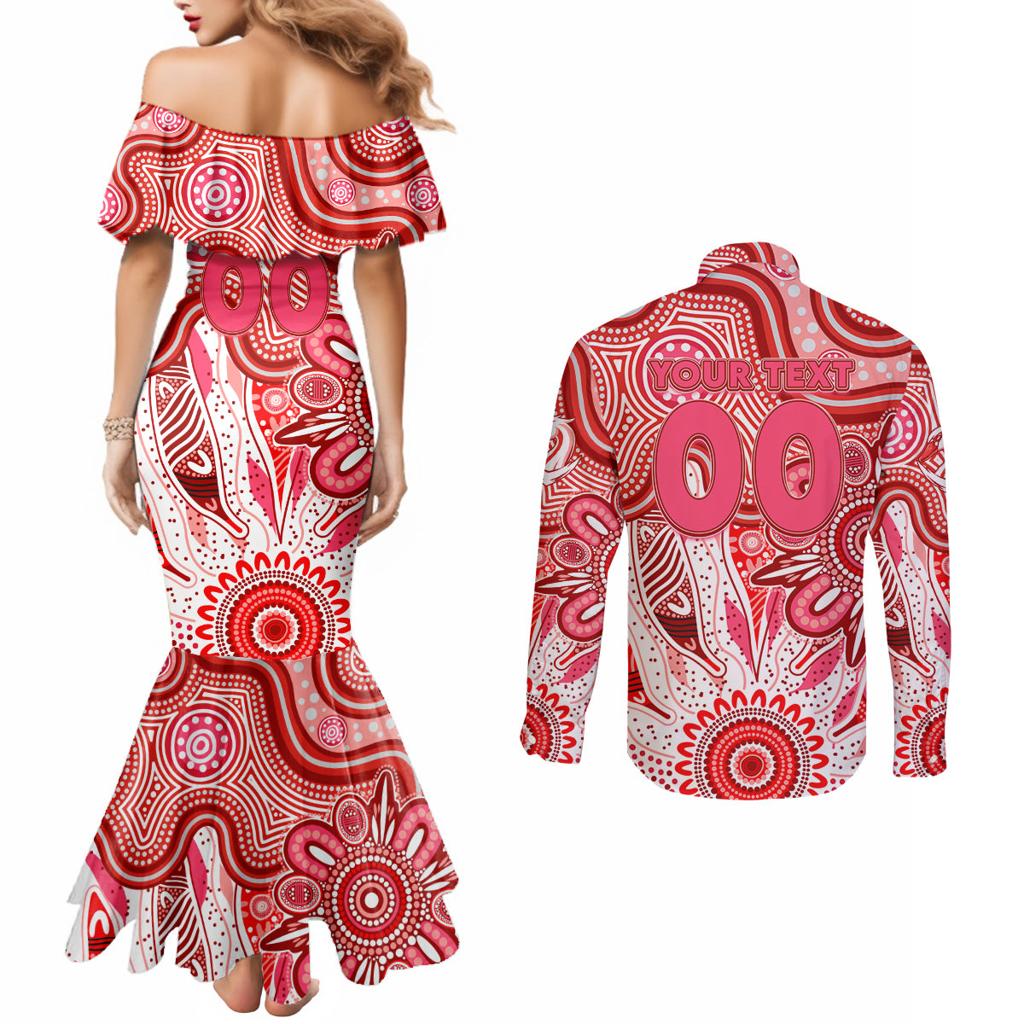 Personalised Swans NAIDOC Week 2024 Couples Matching Mermaid Dress and Long Sleeve Button Shirt Aussie Aboriginal Art