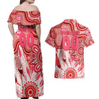 Personalised Swans NAIDOC Week 2024 Couples Matching Off Shoulder Maxi Dress and Hawaiian Shirt Aussie Aboriginal Art
