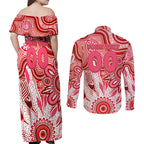 Personalised Swans NAIDOC Week 2024 Couples Matching Off Shoulder Maxi Dress and Long Sleeve Button Shirt Aussie Aboriginal Art