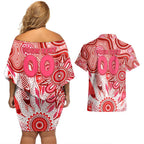Personalised Swans NAIDOC Week 2024 Couples Matching Off Shoulder Short Dress and Hawaiian Shirt Aussie Aboriginal Art