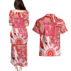 Personalised Swans NAIDOC Week 2024 Couples Matching Puletasi and Hawaiian Shirt Aussie Aboriginal Art