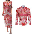 Personalised Swans NAIDOC Week 2024 Couples Matching Puletasi and Long Sleeve Button Shirt Aussie Aboriginal Art