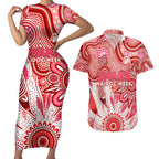 Personalised Swans NAIDOC Week 2024 Couples Matching Short Sleeve Bodycon Dress and Hawaiian Shirt Aussie Aboriginal Art