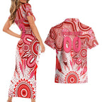 Personalised Swans NAIDOC Week 2024 Couples Matching Short Sleeve Bodycon Dress and Hawaiian Shirt Aussie Aboriginal Art