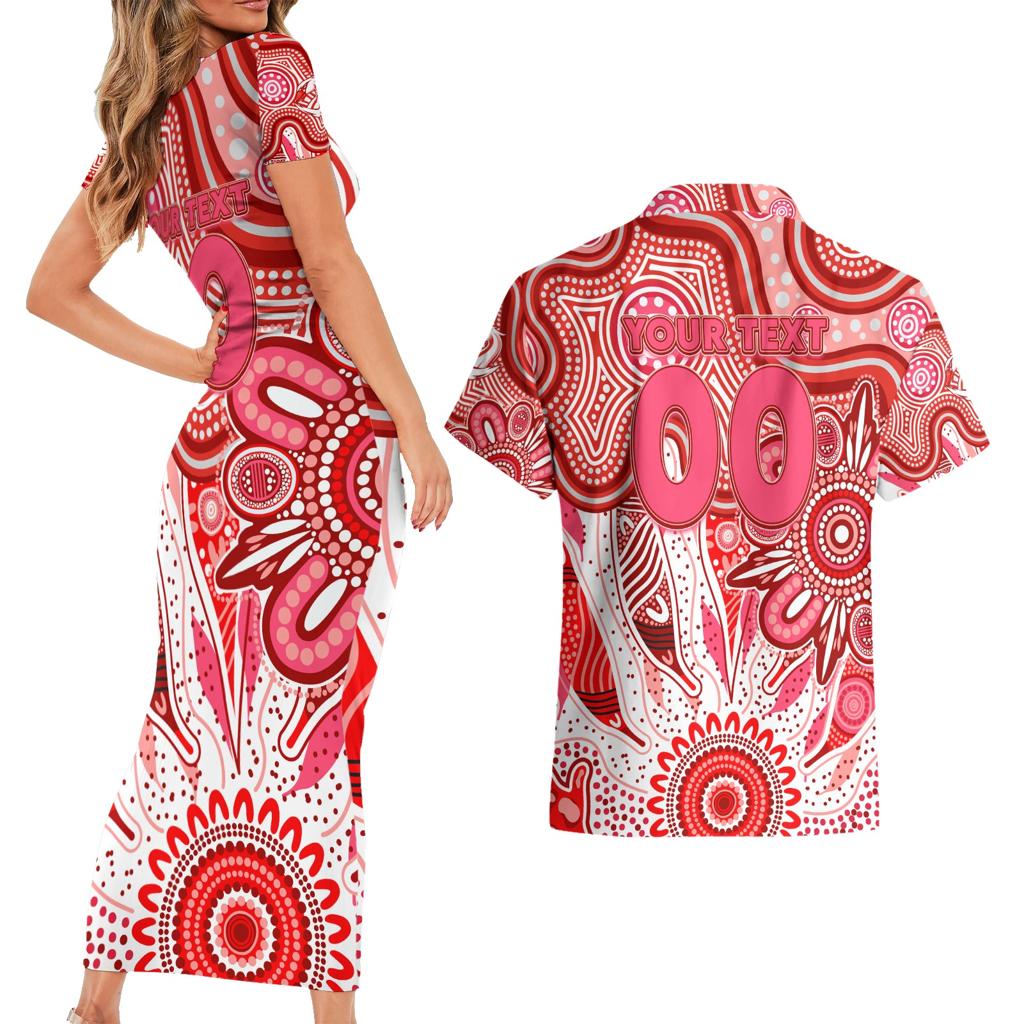 Personalised Swans NAIDOC Week 2024 Couples Matching Short Sleeve Bodycon Dress and Hawaiian Shirt Aussie Aboriginal Art