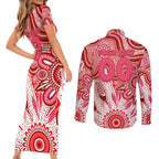Personalised Swans NAIDOC Week 2024 Couples Matching Short Sleeve Bodycon Dress and Long Sleeve Button Shirt Aussie Aboriginal Art