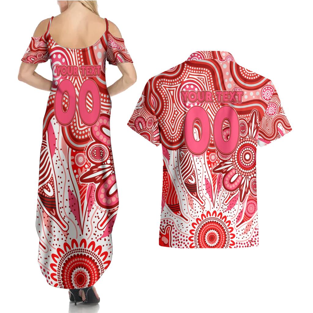 Personalised Swans NAIDOC Week 2024 Couples Matching Summer Maxi Dress and Hawaiian Shirt Aussie Aboriginal Art