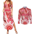 Personalised Swans NAIDOC Week 2024 Couples Matching Summer Maxi Dress and Long Sleeve Button Shirt Aussie Aboriginal Art