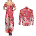 Personalised Swans NAIDOC Week 2024 Couples Matching Summer Maxi Dress and Long Sleeve Button Shirt Aussie Aboriginal Art