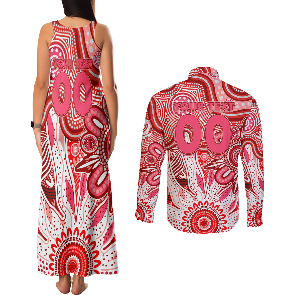 Personalised Swans NAIDOC Week 2024 Couples Matching Tank Maxi Dress and Long Sleeve Button Shirt Aussie Aboriginal Art