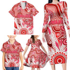 Personalised Swans NAIDOC Week 2024 Family Matching Long Sleeve Bodycon Dress and Hawaiian Shirt Aussie Aboriginal Art