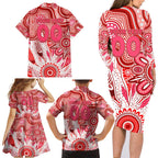 Personalised Swans NAIDOC Week 2024 Family Matching Long Sleeve Bodycon Dress and Hawaiian Shirt Aussie Aboriginal Art