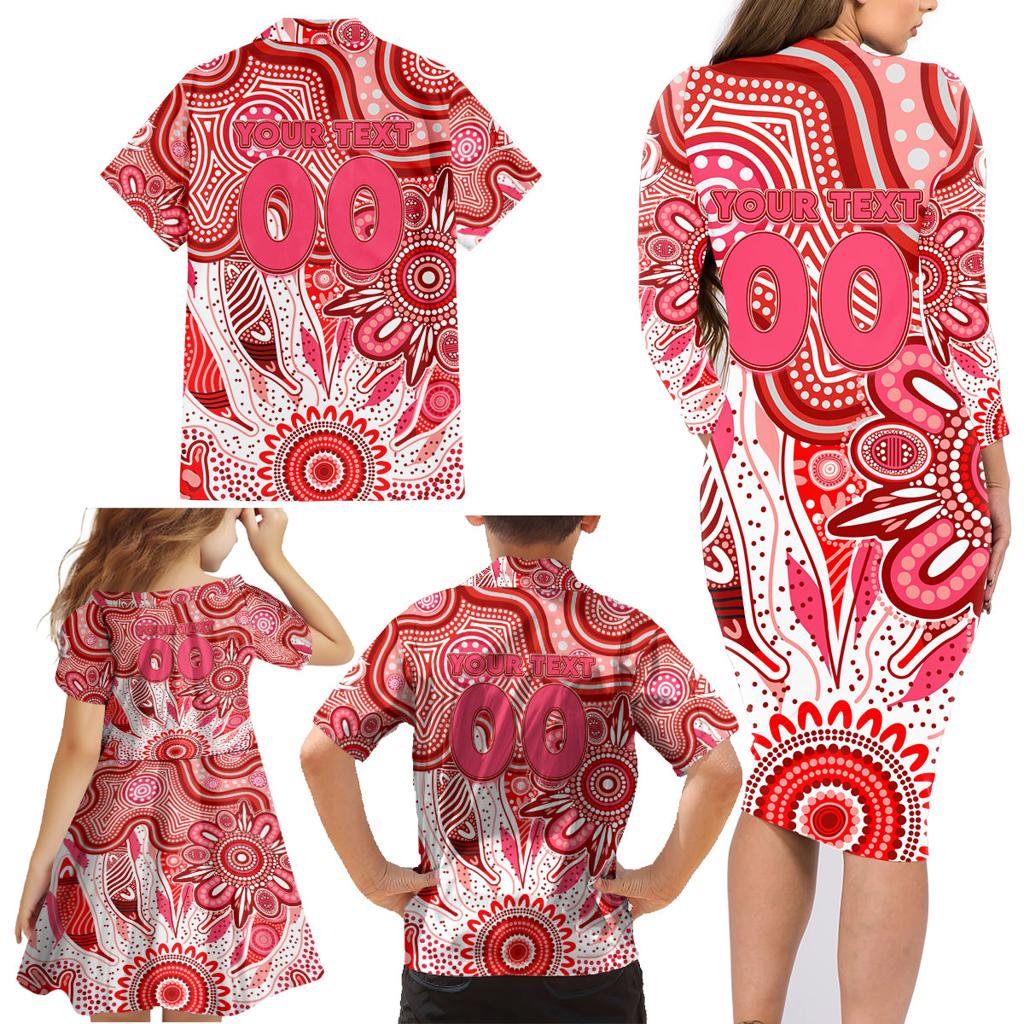 Personalised Swans NAIDOC Week 2024 Family Matching Long Sleeve Bodycon Dress and Hawaiian Shirt Aussie Aboriginal Art