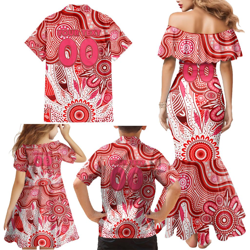 Personalised Swans NAIDOC Week 2024 Family Matching Mermaid Dress and Hawaiian Shirt Aussie Aboriginal Art