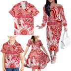 Personalised Swans NAIDOC Week 2024 Family Matching Off The Shoulder Long Sleeve Dress and Hawaiian Shirt Aussie Aboriginal Art