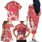 Personalised Swans NAIDOC Week 2024 Family Matching Off The Shoulder Long Sleeve Dress and Hawaiian Shirt Aussie Aboriginal Art