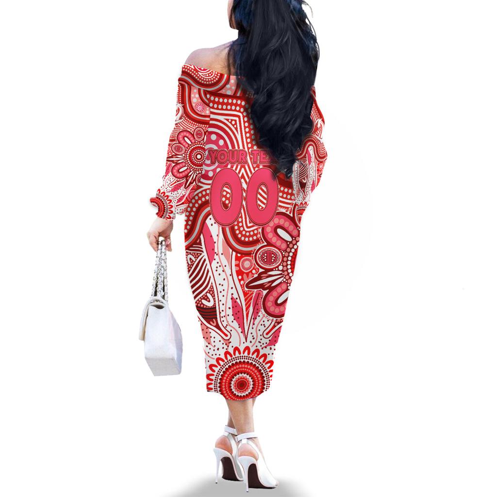 Personalised Swans NAIDOC Week 2024 Family Matching Off The Shoulder Long Sleeve Dress and Hawaiian Shirt Aussie Aboriginal Art
