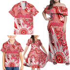 Personalised Swans NAIDOC Week 2024 Family Matching Off Shoulder Maxi Dress and Hawaiian Shirt Aussie Aboriginal Art