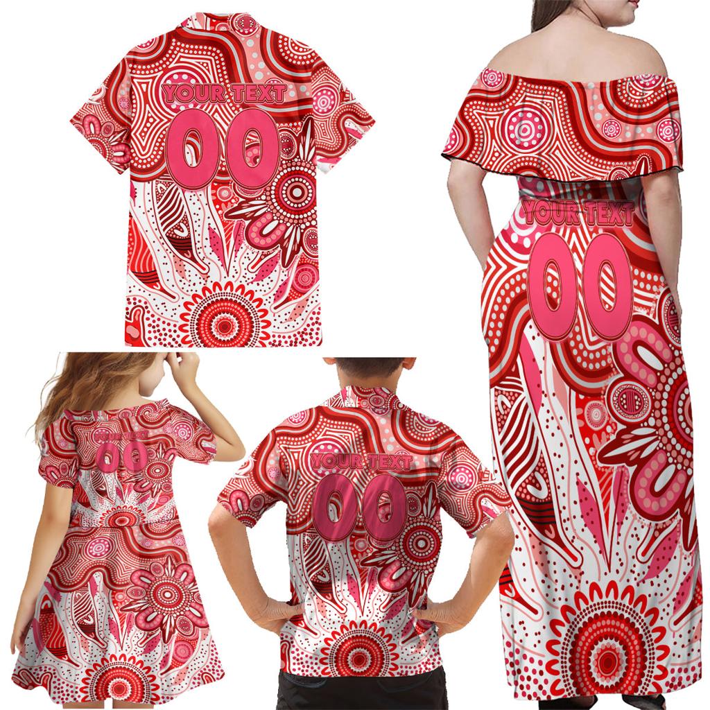 Personalised Swans NAIDOC Week 2024 Family Matching Off Shoulder Maxi Dress and Hawaiian Shirt Aussie Aboriginal Art