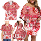 Personalised Swans NAIDOC Week 2024 Family Matching Off Shoulder Short Dress and Hawaiian Shirt Aussie Aboriginal Art