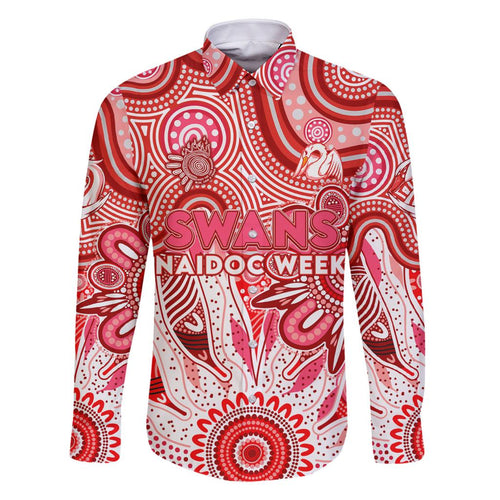 Personalised Swans NAIDOC Week 2024 Family Matching Off Shoulder Short Dress and Hawaiian Shirt Aussie Aboriginal Art