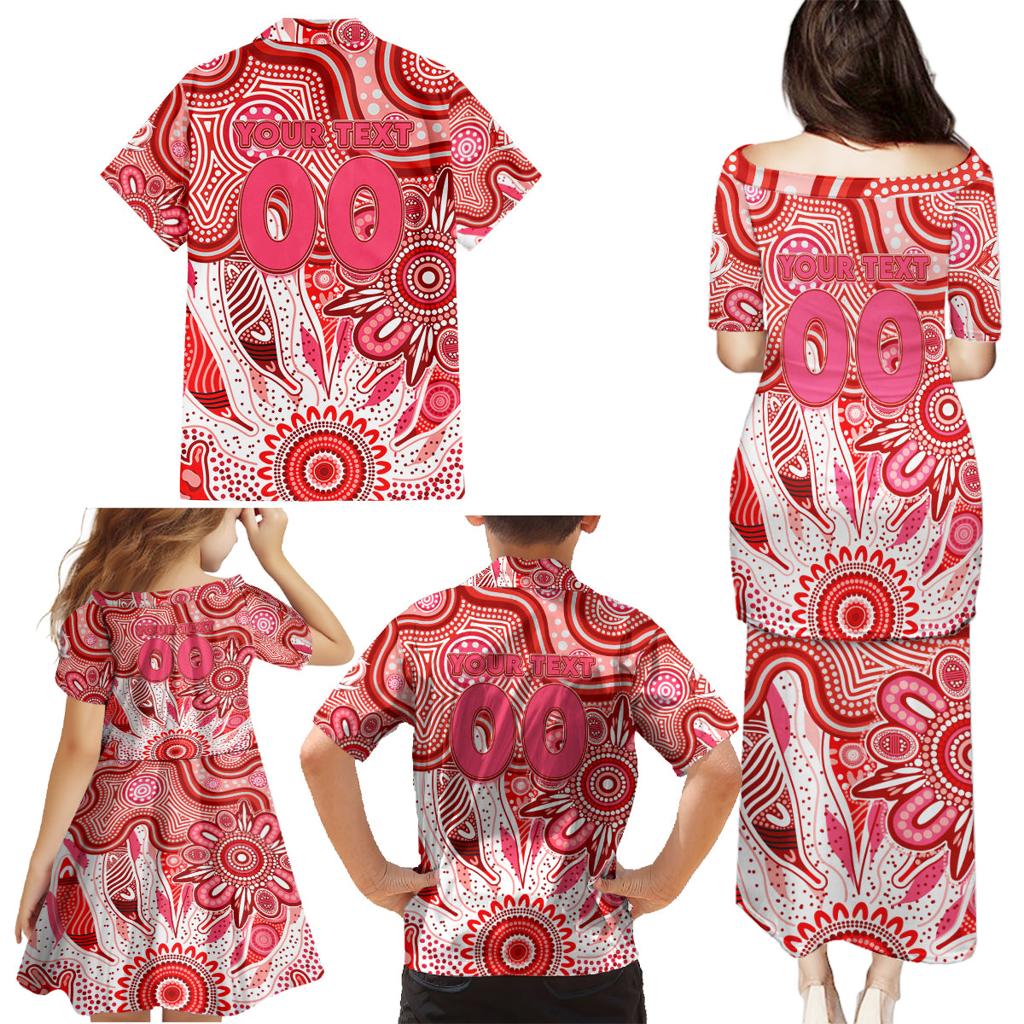 Personalised Swans NAIDOC Week 2024 Family Matching Puletasi and Hawaiian Shirt Aussie Aboriginal Art