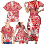 Personalised Swans NAIDOC Week 2024 Family Matching Short Sleeve Bodycon Dress and Hawaiian Shirt Aussie Aboriginal Art