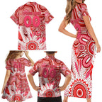 Personalised Swans NAIDOC Week 2024 Family Matching Short Sleeve Bodycon Dress and Hawaiian Shirt Aussie Aboriginal Art