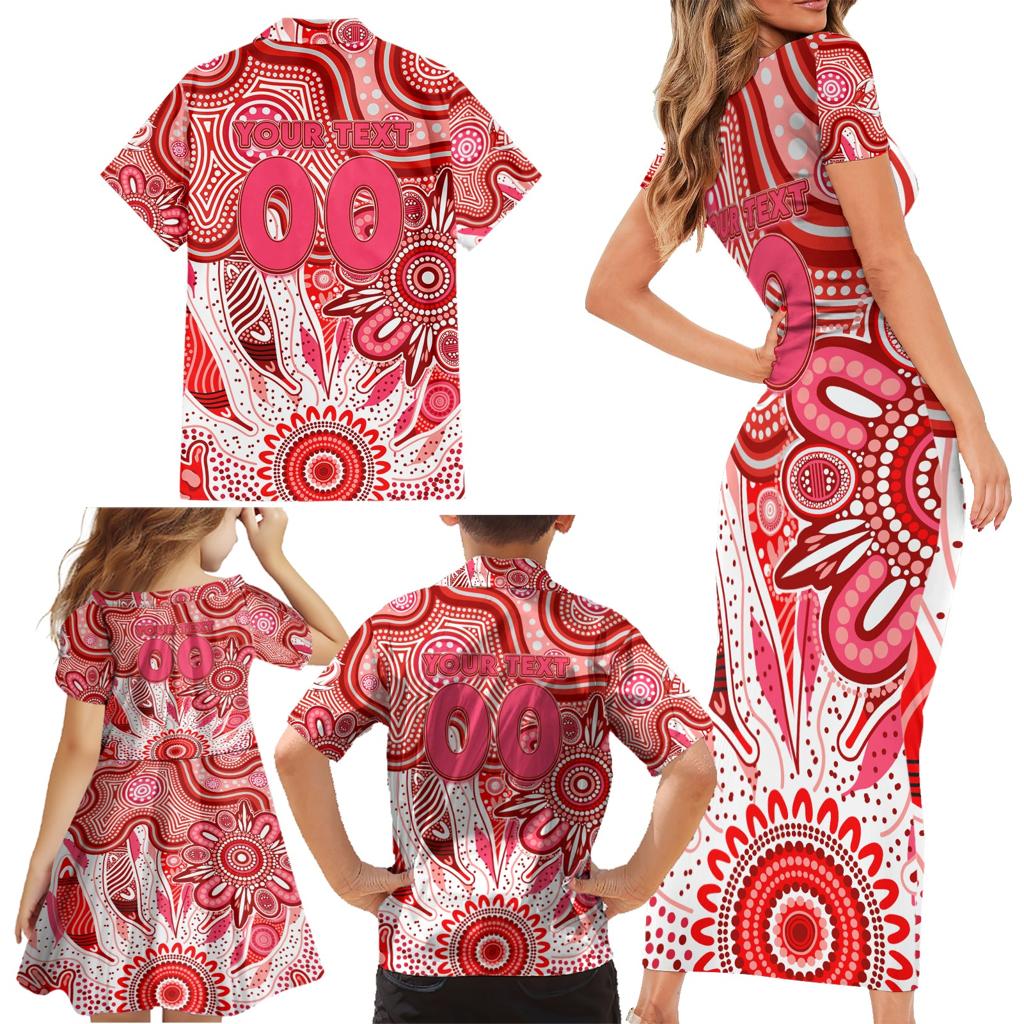 Personalised Swans NAIDOC Week 2024 Family Matching Short Sleeve Bodycon Dress and Hawaiian Shirt Aussie Aboriginal Art