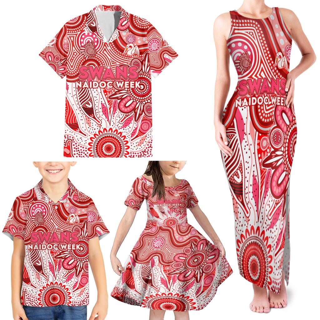 Personalised Swans NAIDOC Week 2024 Family Matching Tank Maxi Dress and Hawaiian Shirt Aussie Aboriginal Art