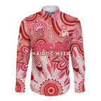 Personalised Swans NAIDOC Week 2024 Long Sleeve Button Shirt Aussie Aboriginal Art