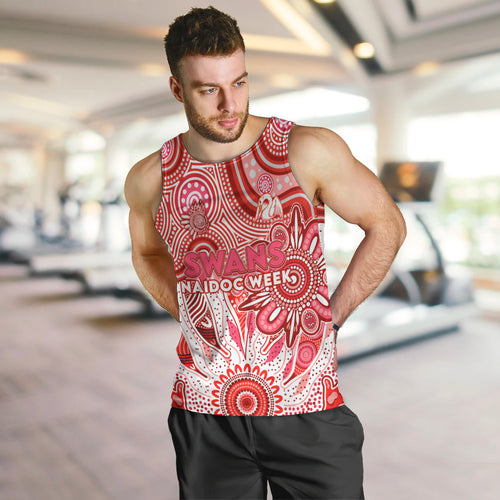 Personalised Swans NAIDOC Week 2024 Men Tank Top Aussie Aboriginal Art
