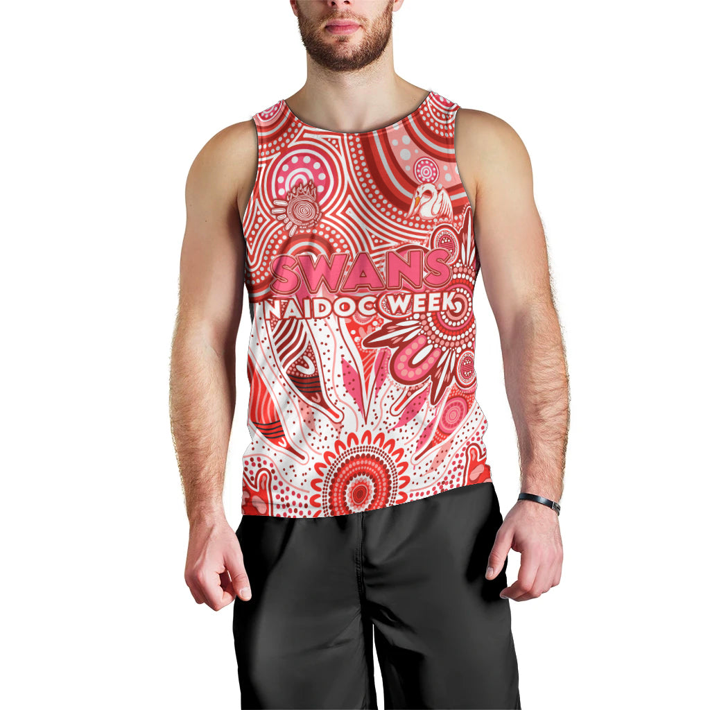 Personalised Swans NAIDOC Week 2024 Men Tank Top Aussie Aboriginal Art