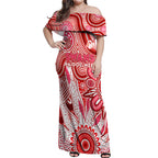 Personalised Swans NAIDOC Week 2024 Off Shoulder Maxi Dress Aussie Aboriginal Art