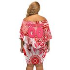 Personalised Swans NAIDOC Week 2024 Off Shoulder Short Dress Aussie Aboriginal Art