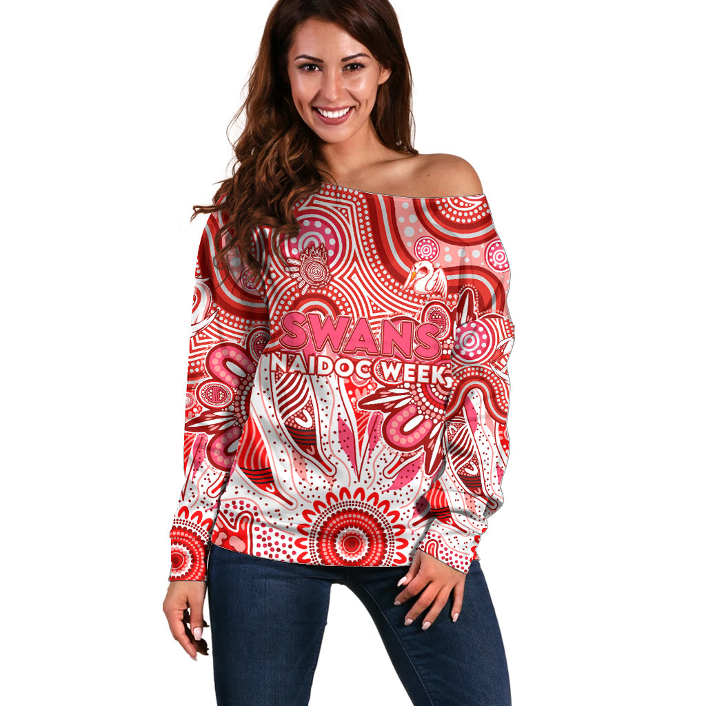 Personalised Swans NAIDOC Week 2024 Off Shoulder Sweater Aussie Aboriginal Art