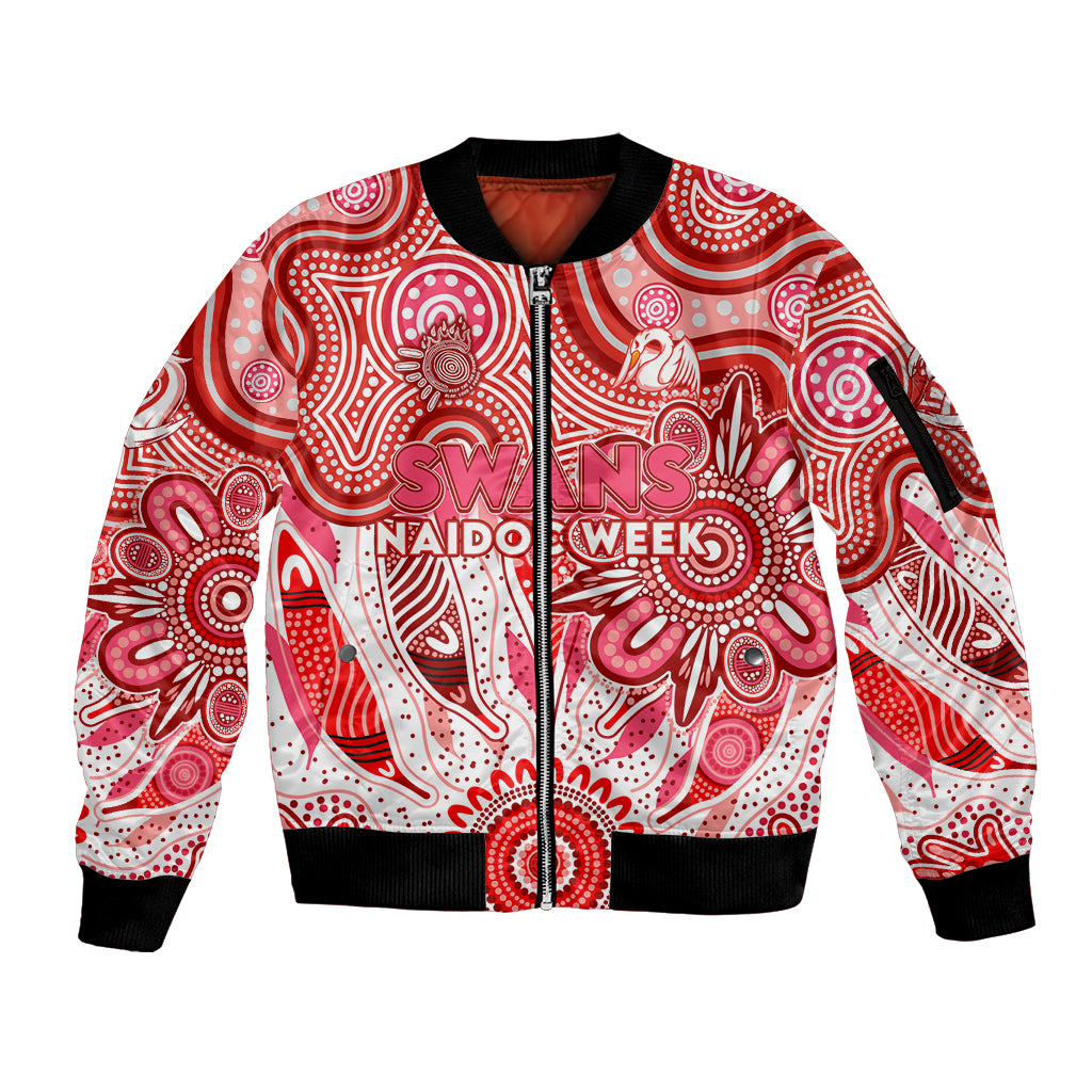 Personalised Swans NAIDOC Week 2024 Sleeve Zip Bomber Jacket Aussie Aboriginal Art