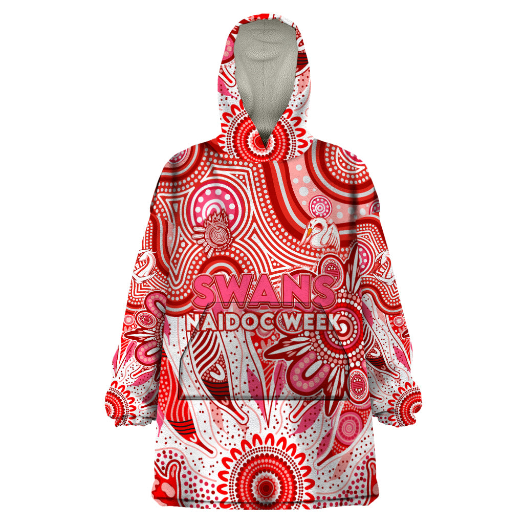 Personalised Swans NAIDOC Week 2024 Wearable Blanket Hoodie Aussie Aboriginal Art